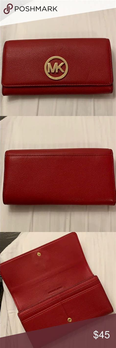 michael kors red patent leather wallet|michael kors oversized wallet.